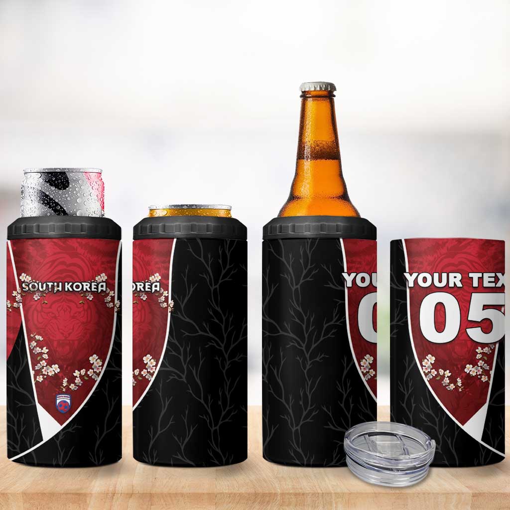 Custom South Korea Football 4 in 1 Can Cooler Tumbler Tiger Mugunghwa Flower Minimal Style