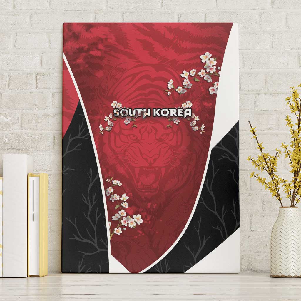 South Korea Football Canvas Wall Art Tiger Mugunghwa Flower Minimal Style