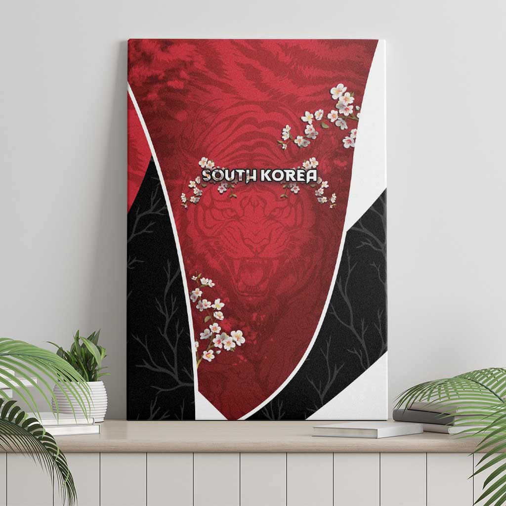 South Korea Football Canvas Wall Art Tiger Mugunghwa Flower Minimal Style