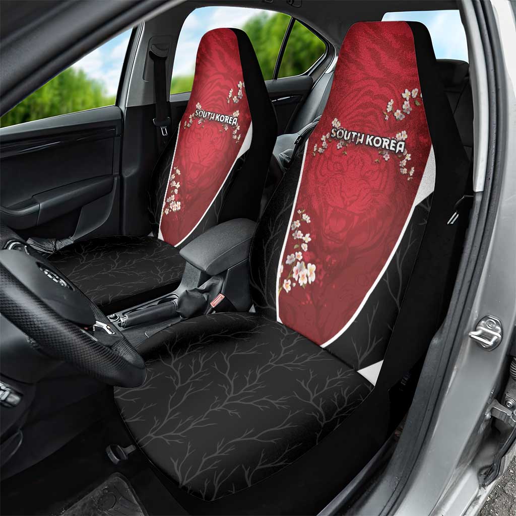 South Korea Football Car Seat Cover Tiger Mugunghwa Flower Minimal Style