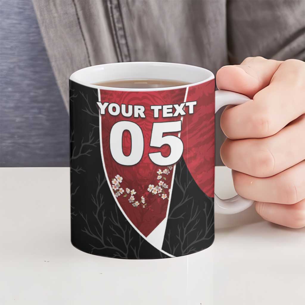 Custom South Korea Football Ceramic Mug Tiger Mugunghwa Flower Minimal Style