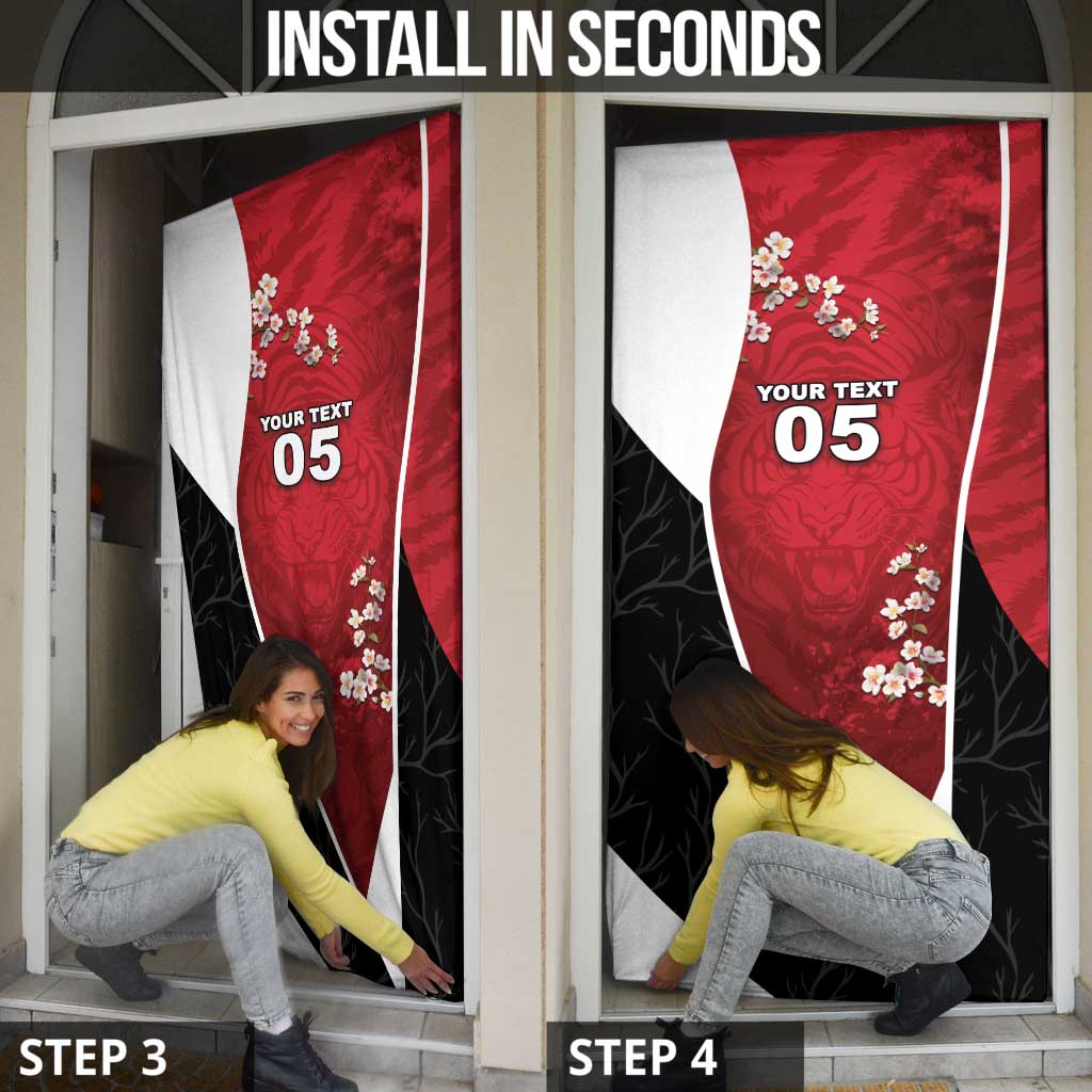Custom South Korea Football Door Cover Tiger Mugunghwa Flower Minimal Style