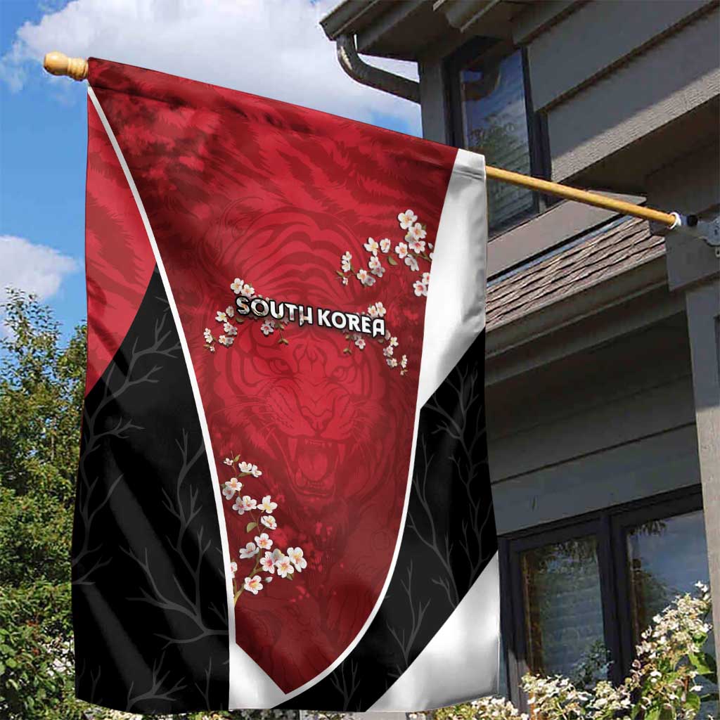 South Korea Football Garden Flag Tiger Mugunghwa Flower Minimal Style