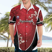 Custom South Korea Football Hawaiian Shirt Tiger Mugunghwa Flower Minimal Style