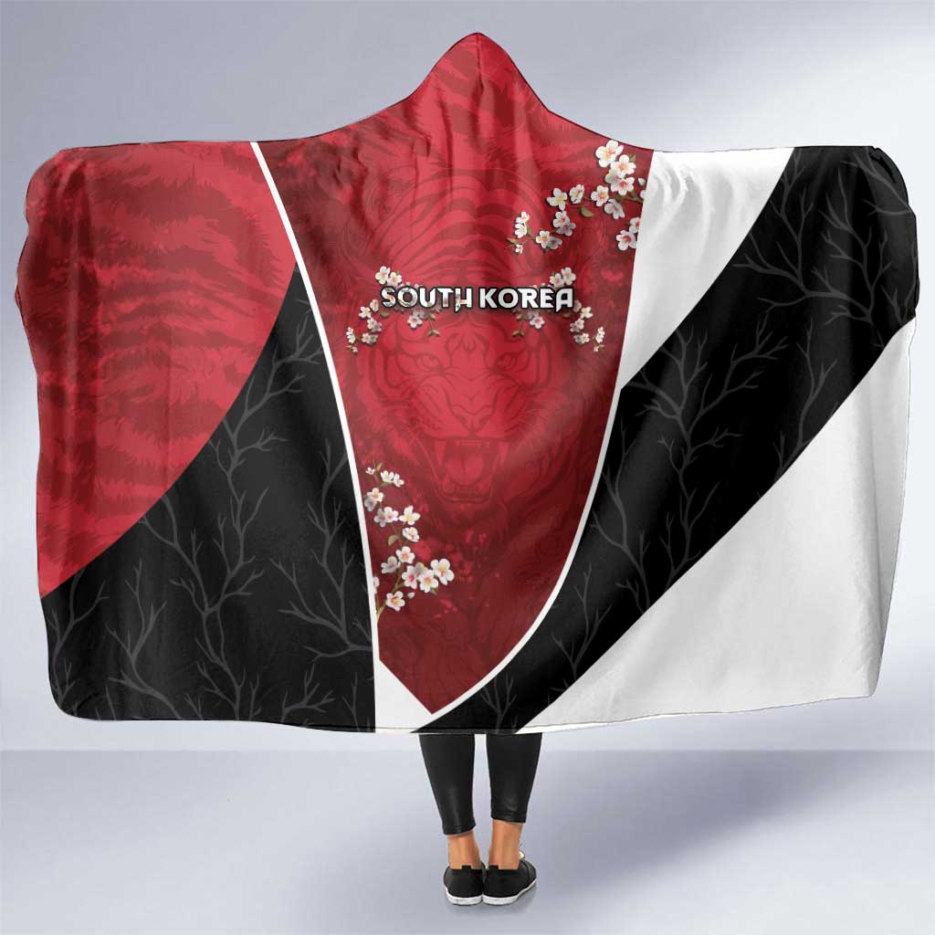 South Korea Football Hooded Blanket Tiger Mugunghwa Flower Minimal Style