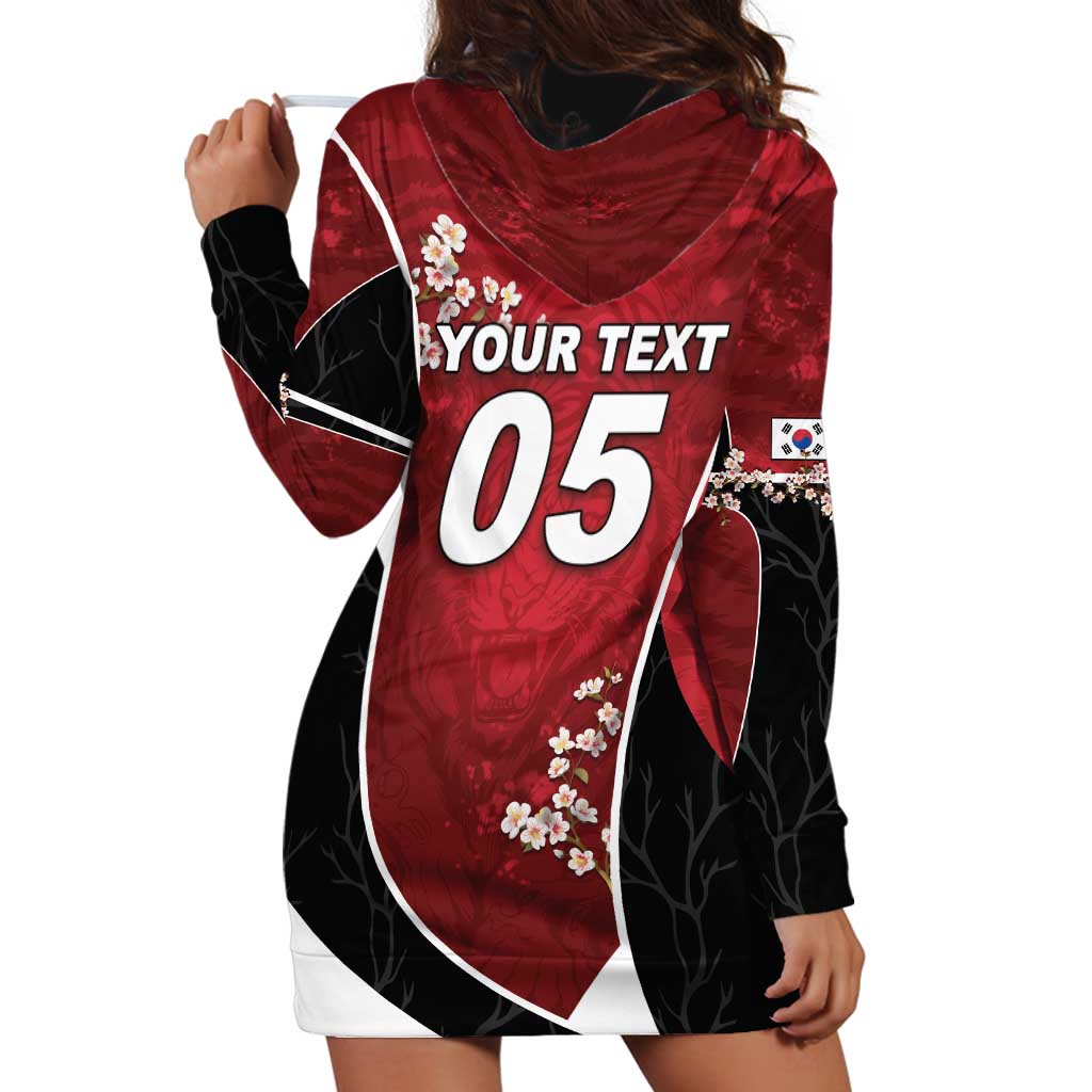 Custom South Korea Football Hoodie Dress Tiger Mugunghwa Flower Minimal Style