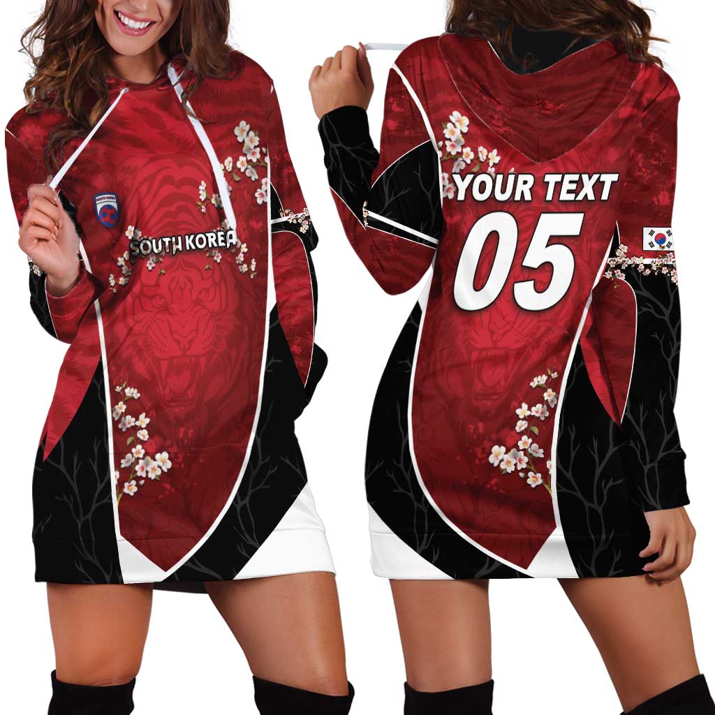 Custom South Korea Football Hoodie Dress Tiger Mugunghwa Flower Minimal Style