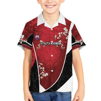 Custom South Korea Football Kid Hawaiian Shirt Tiger Mugunghwa Flower Minimal Style