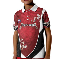 Custom South Korea Football Kid Polo Shirt Tiger Mugunghwa Flower Minimal Style