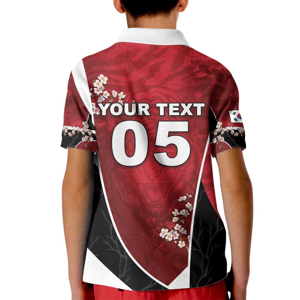 Custom South Korea Football Kid Polo Shirt Tiger Mugunghwa Flower Minimal Style