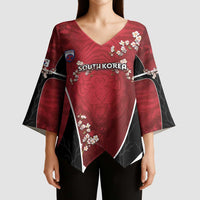 Custom South Korea Football Kimono Sleeve Blouse Tiger Mugunghwa Flower Minimal Style