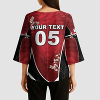 Custom South Korea Football Kimono Sleeve Blouse Tiger Mugunghwa Flower Minimal Style