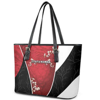 South Korea Football Leather Tote Bag Tiger Mugunghwa Flower Minimal Style