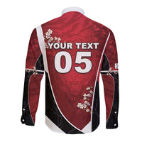 Custom South Korea Football Long Sleeve Button Shirt Tiger Mugunghwa Flower Minimal Style