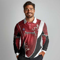 Custom South Korea Football Long Sleeve Polo Shirt Tiger Mugunghwa Flower Minimal Style