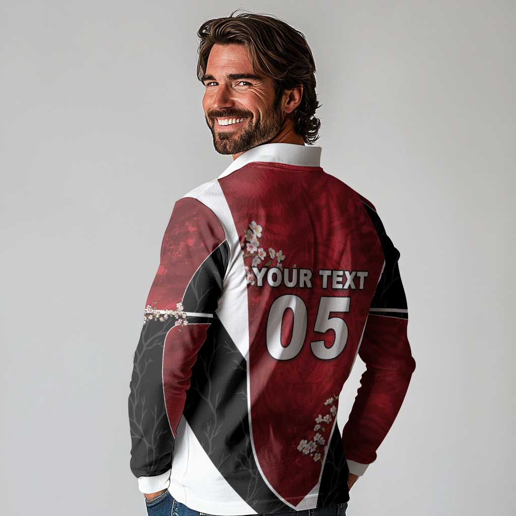 Custom South Korea Football Long Sleeve Polo Shirt Tiger Mugunghwa Flower Minimal Style