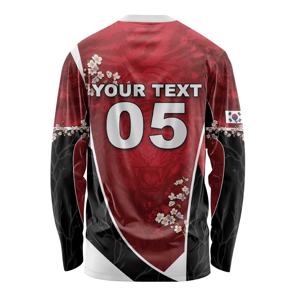 Custom South Korea Football Long Sleeve Shirt Tiger Mugunghwa Flower Minimal Style