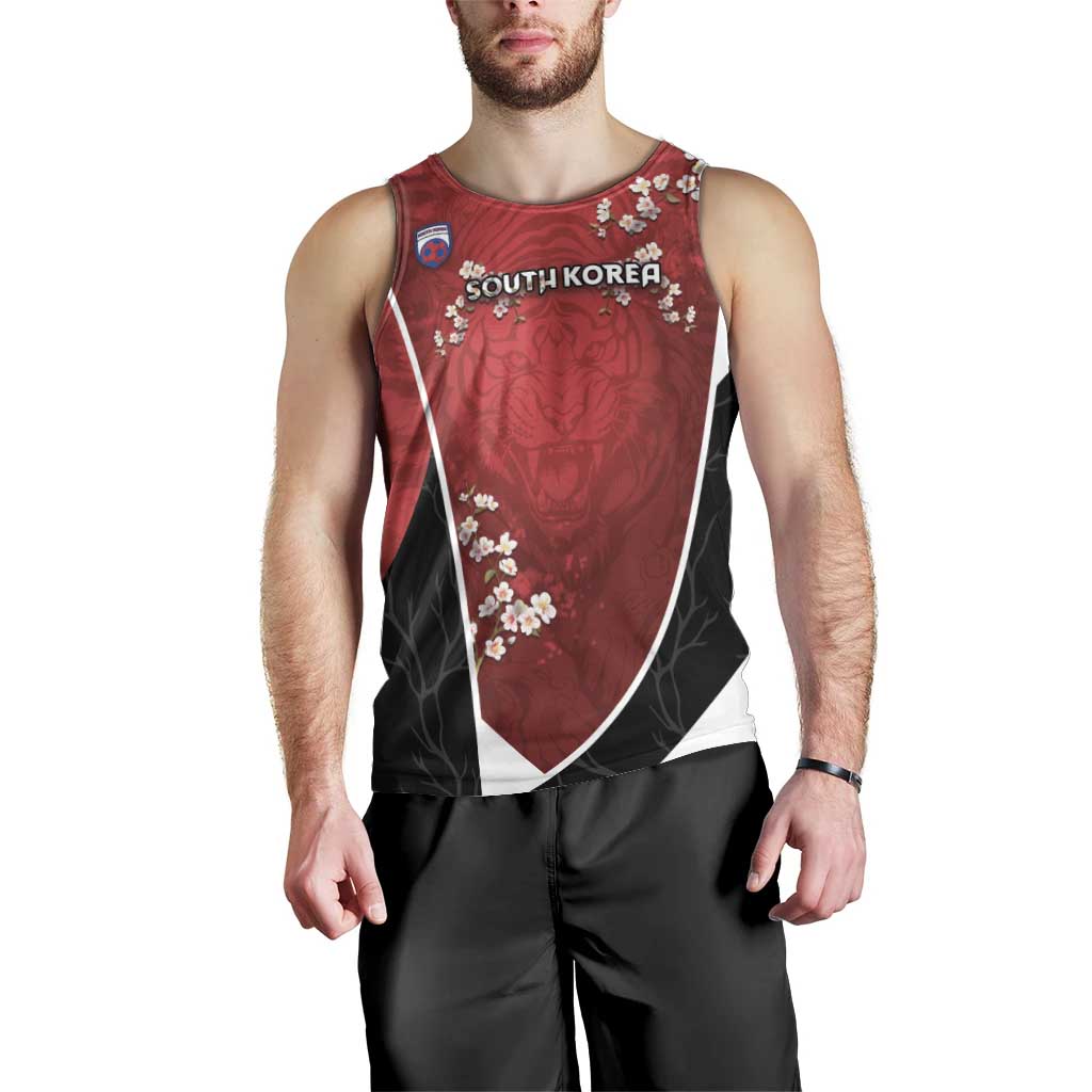 Custom South Korea Football Men Tank Top Tiger Mugunghwa Flower Minimal Style