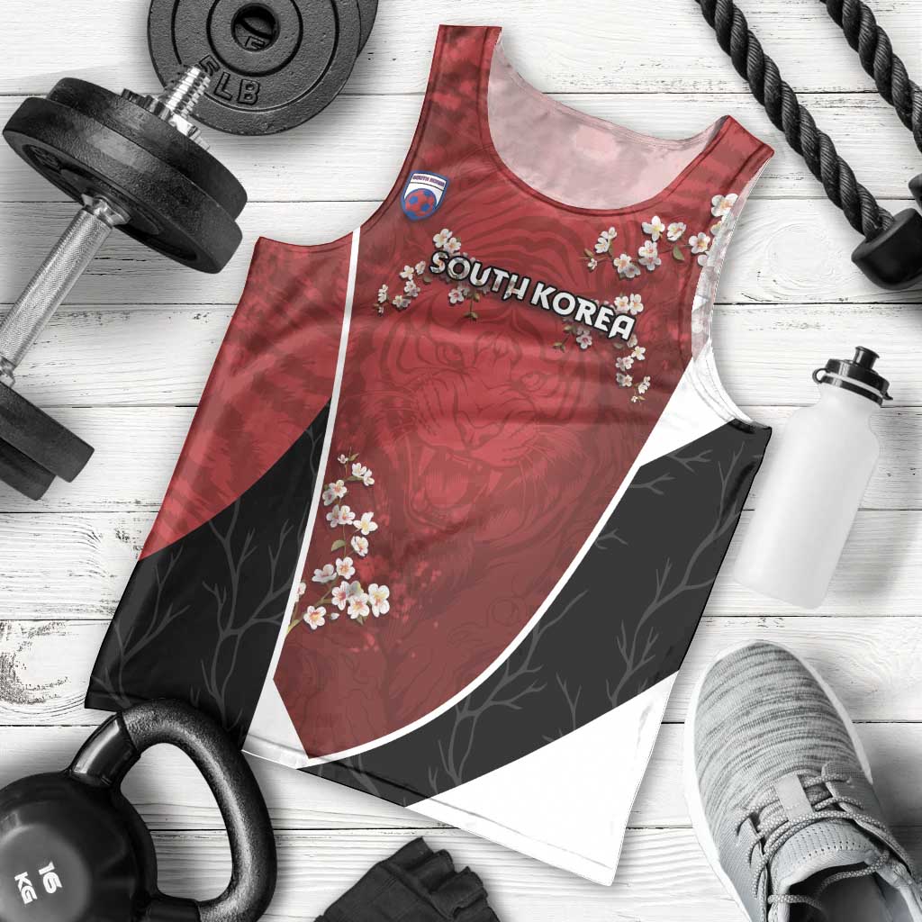 Custom South Korea Football Men Tank Top Tiger Mugunghwa Flower Minimal Style