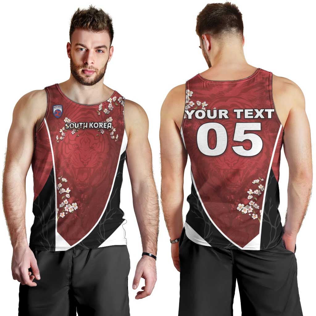Custom South Korea Football Men Tank Top Tiger Mugunghwa Flower Minimal Style