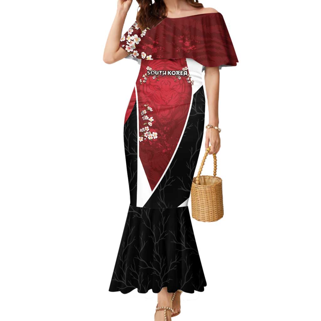 Custom South Korea Football Mermaid Dress Tiger Mugunghwa Flower Minimal Style