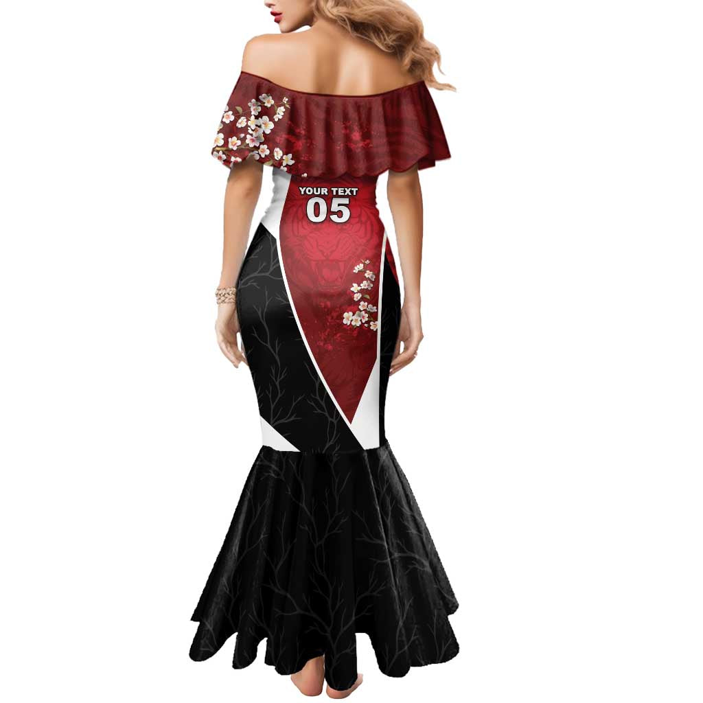 Custom South Korea Football Mermaid Dress Tiger Mugunghwa Flower Minimal Style