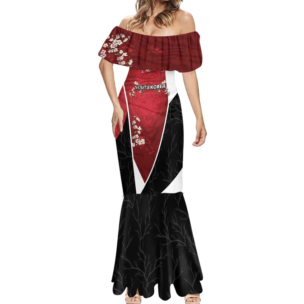 Custom South Korea Football Mermaid Dress Tiger Mugunghwa Flower Minimal Style