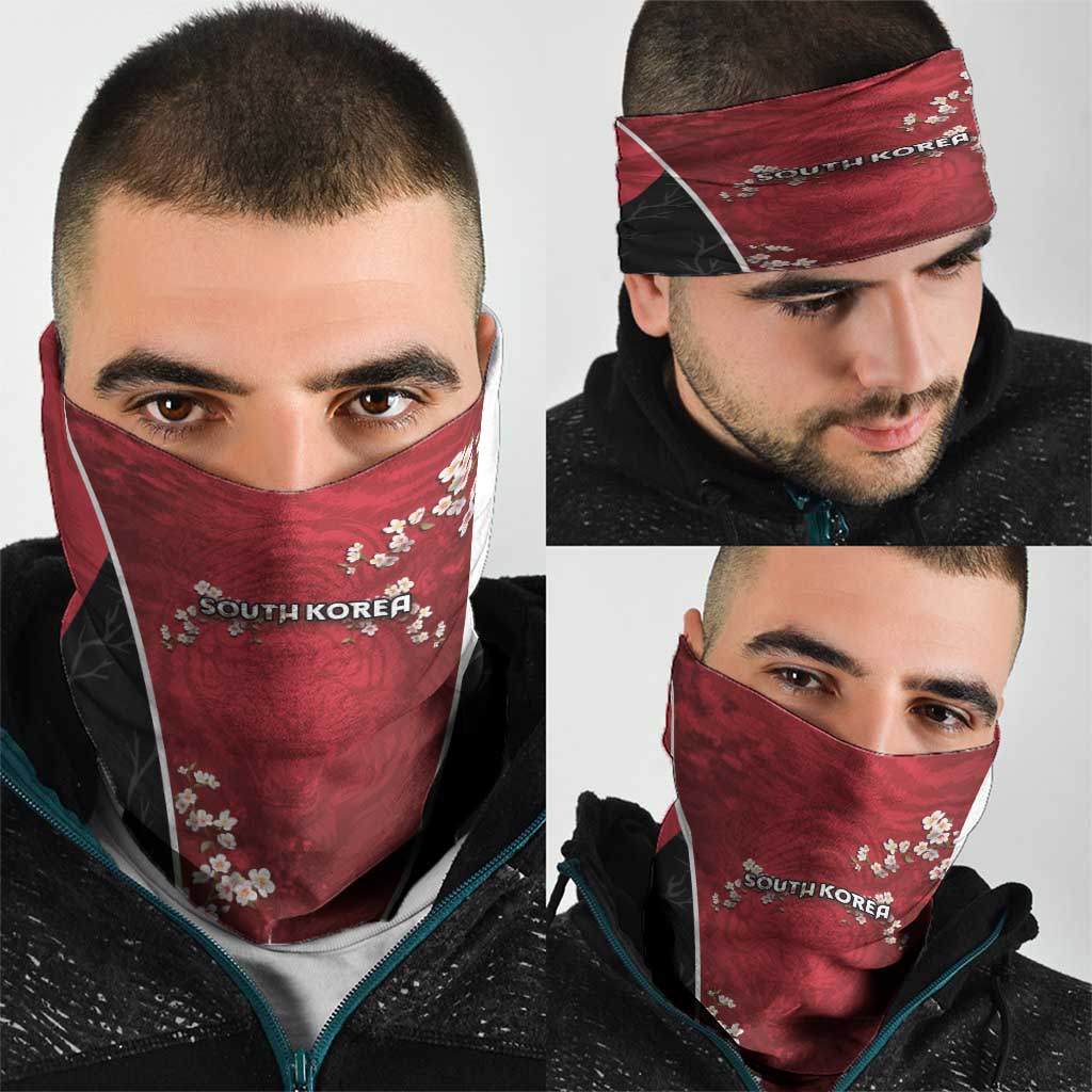 South Korea Football Neck Gaiter Tiger Mugunghwa Flower Minimal Style