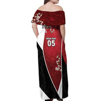 Custom South Korea Football Off Shoulder Maxi Dress Tiger Mugunghwa Flower Minimal Style