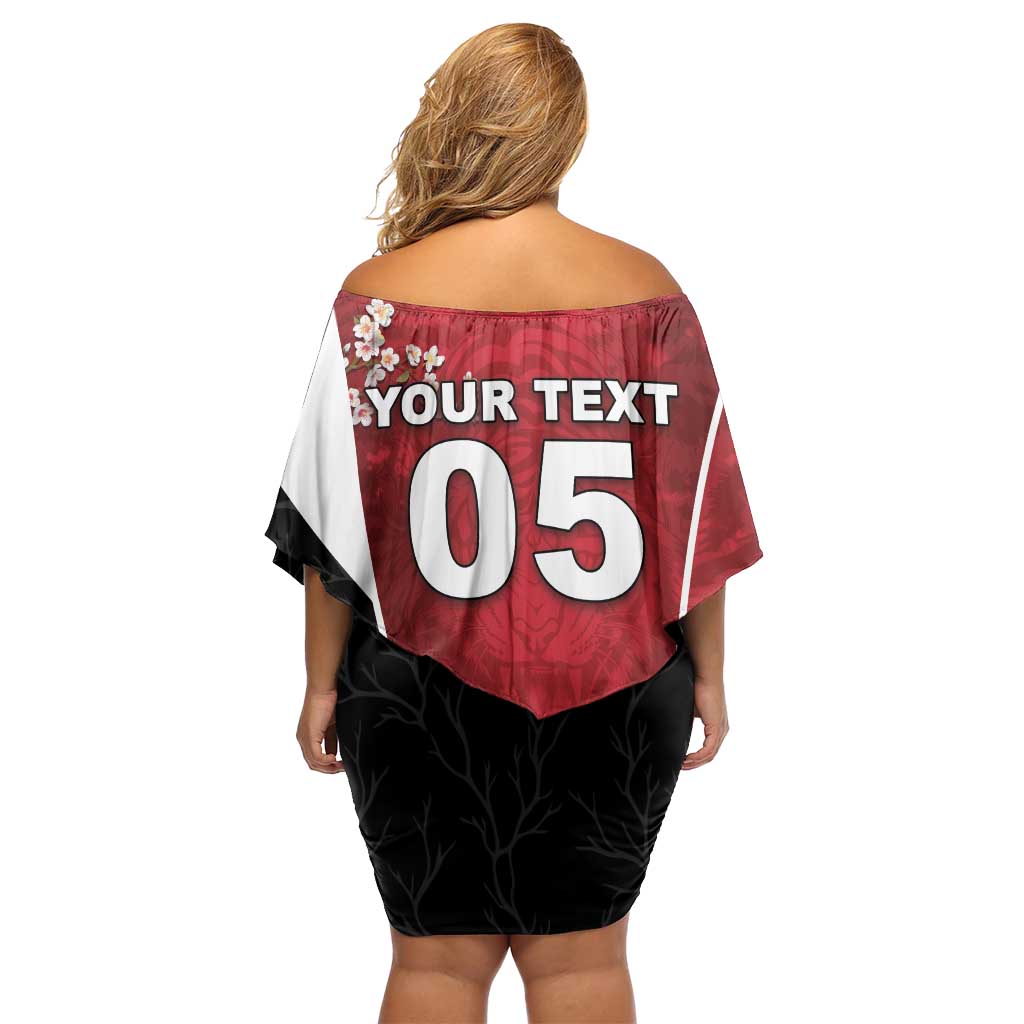 Custom South Korea Football Off Shoulder Short Dress Tiger Mugunghwa Flower Minimal Style