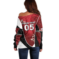Custom South Korea Football Off Shoulder Sweater Tiger Mugunghwa Flower Minimal Style
