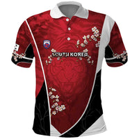 Custom South Korea Football Polo Shirt Tiger Mugunghwa Flower Minimal Style
