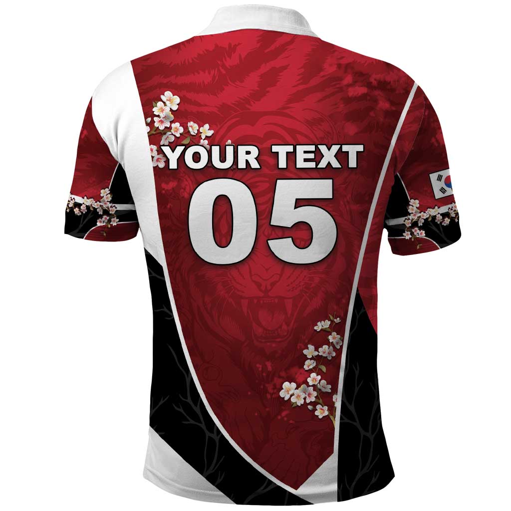 Custom South Korea Football Polo Shirt Tiger Mugunghwa Flower Minimal Style