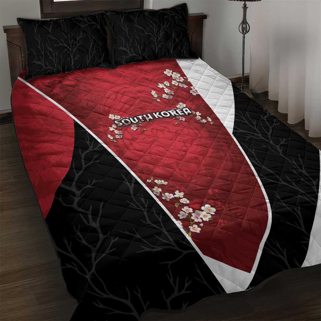 South Korea Football Quilt Bed Set Tiger Mugunghwa Flower Minimal Style