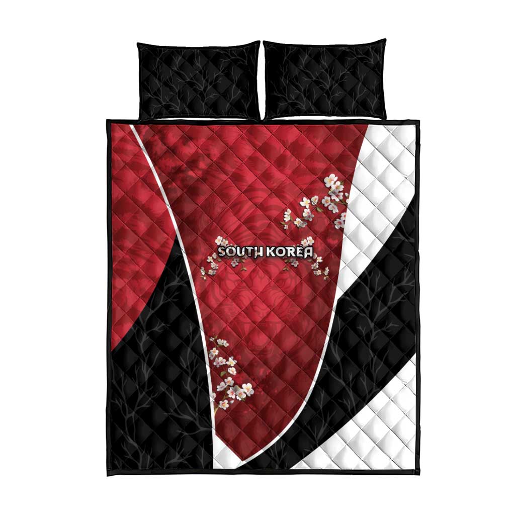 South Korea Football Quilt Bed Set Tiger Mugunghwa Flower Minimal Style