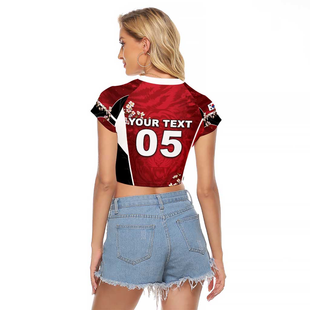 Custom South Korea Football Raglan Cropped T Shirt Tiger Mugunghwa Flower Minimal Style