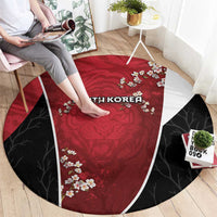 South Korea Football Round Carpet Tiger Mugunghwa Flower Minimal Style