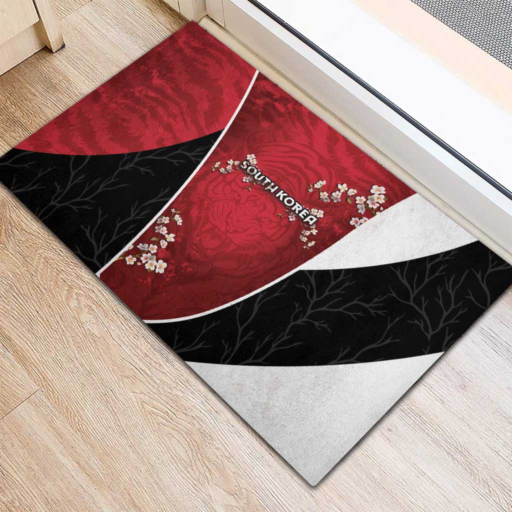 South Korea Football Rubber Doormat Tiger Mugunghwa Flower Minimal Style