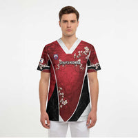 Custom South Korea Football Scrub Top Tiger Mugunghwa Flower Minimal Style