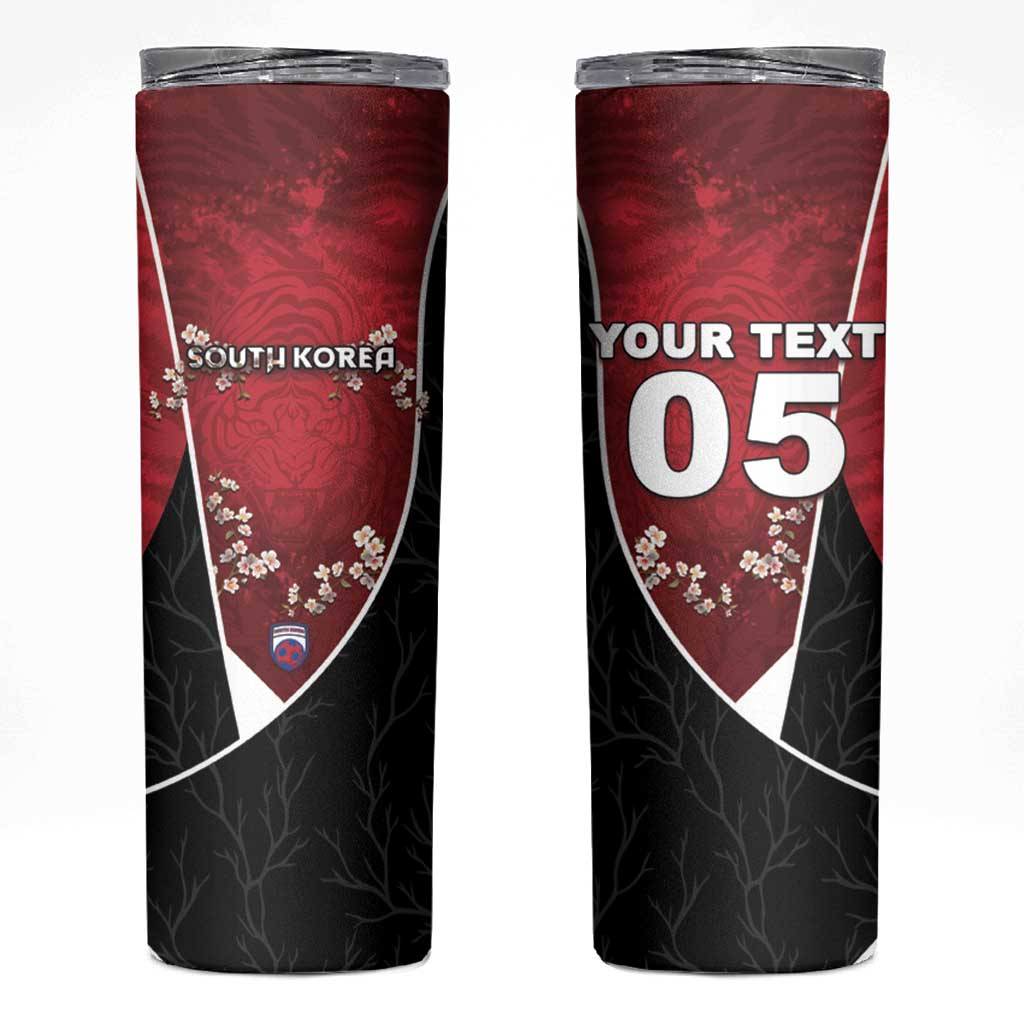 Custom South Korea Football Skinny Tumbler Tiger Mugunghwa Flower Minimal Style