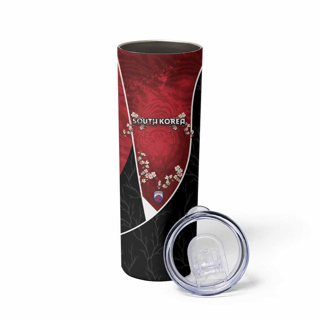 Custom South Korea Football Skinny Tumbler Tiger Mugunghwa Flower Minimal Style