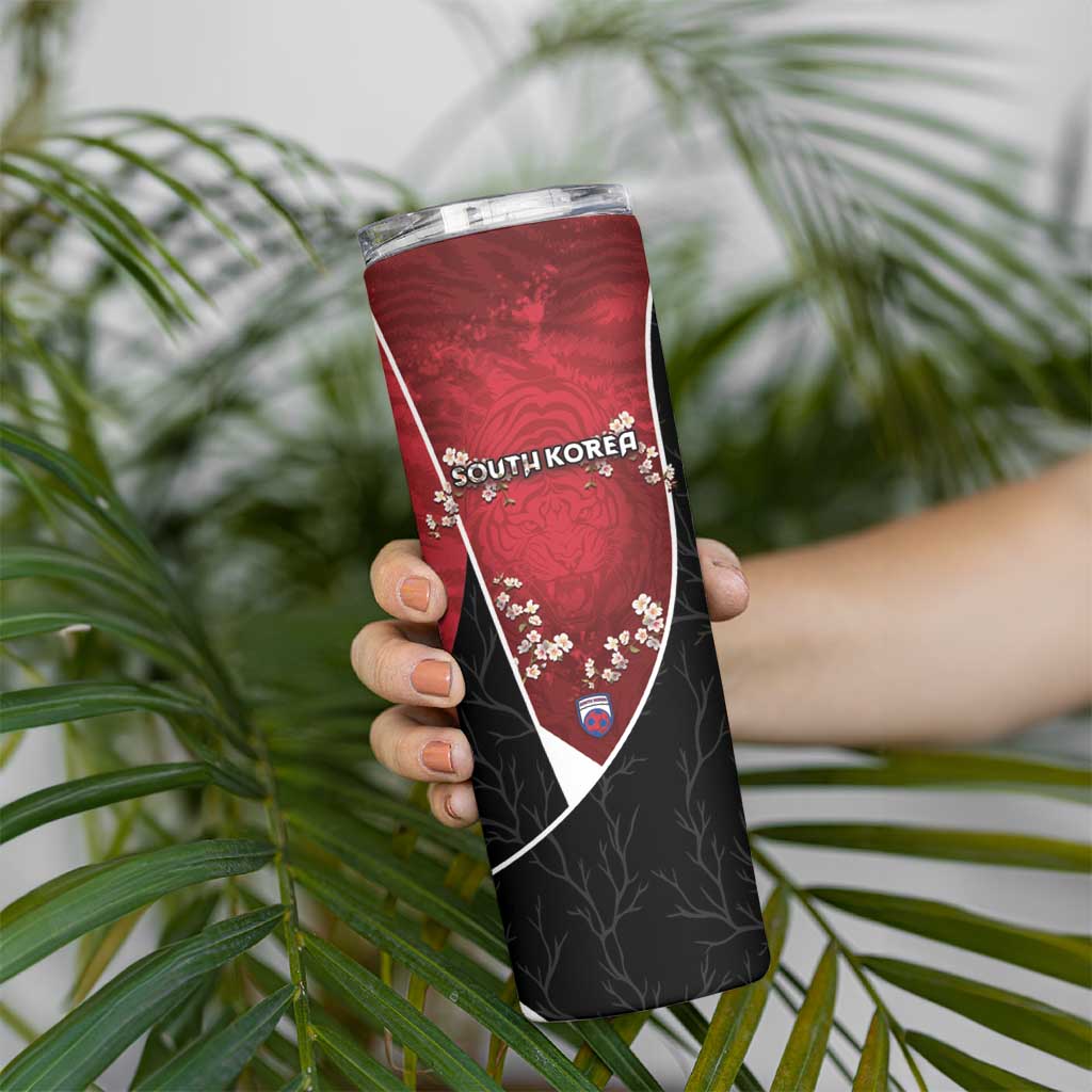 Custom South Korea Football Skinny Tumbler Tiger Mugunghwa Flower Minimal Style