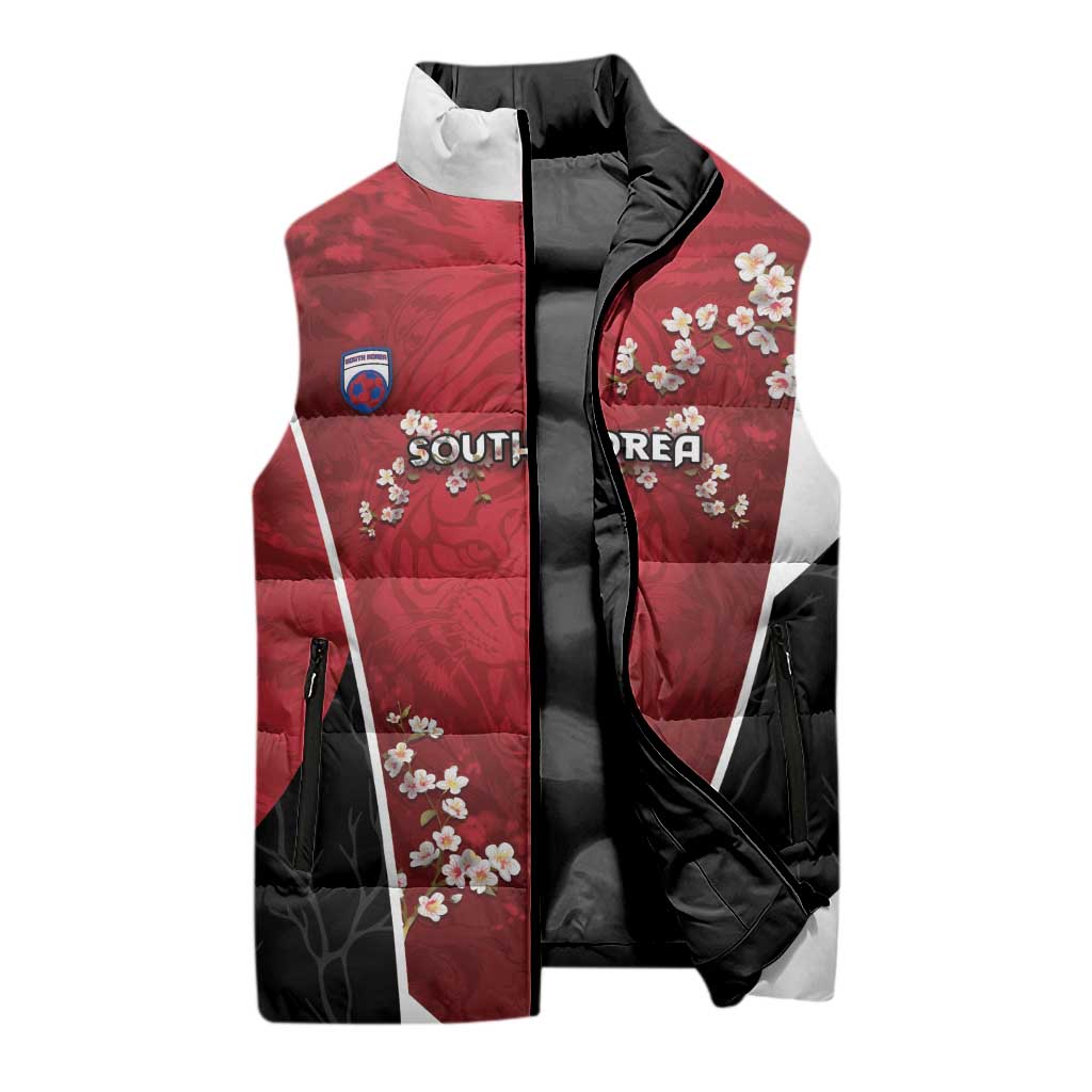 Custom South Korea Football Sleeveless Puffer Jacket Tiger Mugunghwa Flower Minimal Style