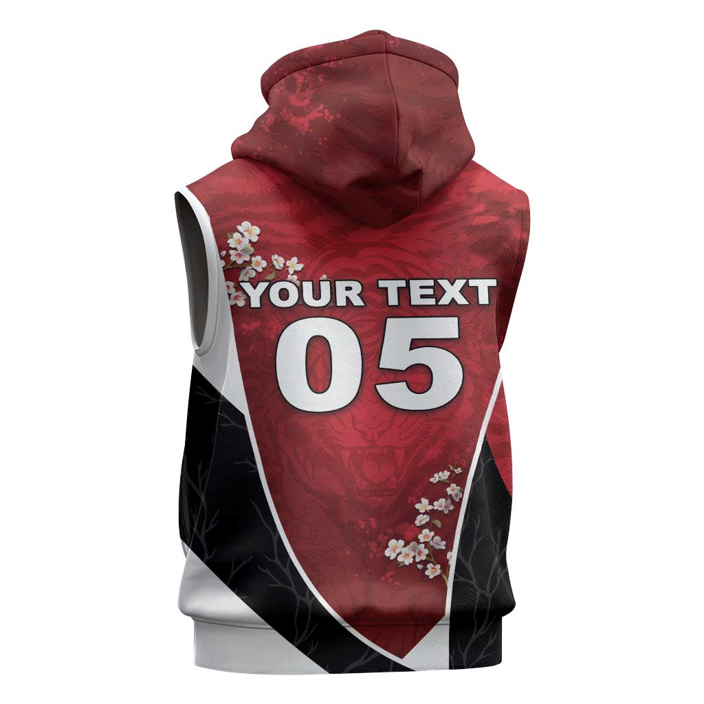 Custom South Korea Football Sleeveless Zip Hoodie Tiger Mugunghwa Flower Minimal Style