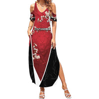 Custom South Korea Football Summer Maxi Dress Tiger Mugunghwa Flower Minimal Style