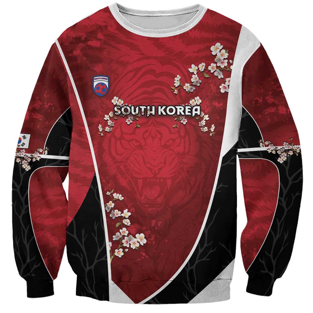 Custom South Korea Football Sweatshirt Tiger Mugunghwa Flower Minimal Style