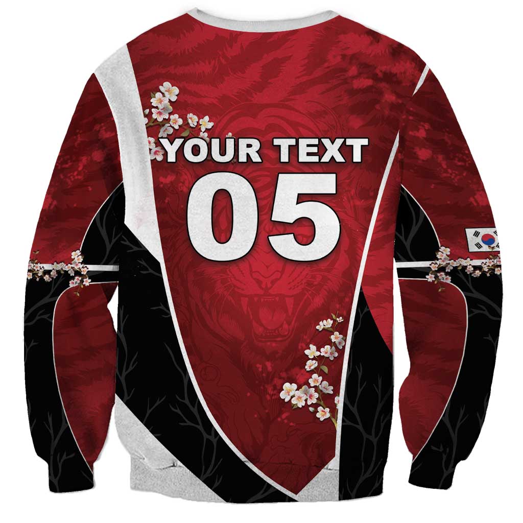 Custom South Korea Football Sweatshirt Tiger Mugunghwa Flower Minimal Style