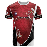 Custom South Korea Football T Shirt Tiger Mugunghwa Flower Minimal Style