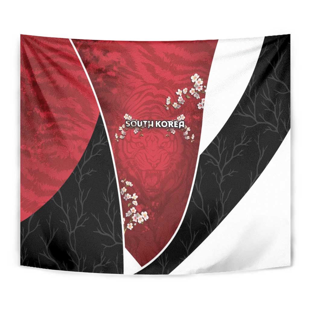 South Korea Football Tapestry Tiger Mugunghwa Flower Minimal Style