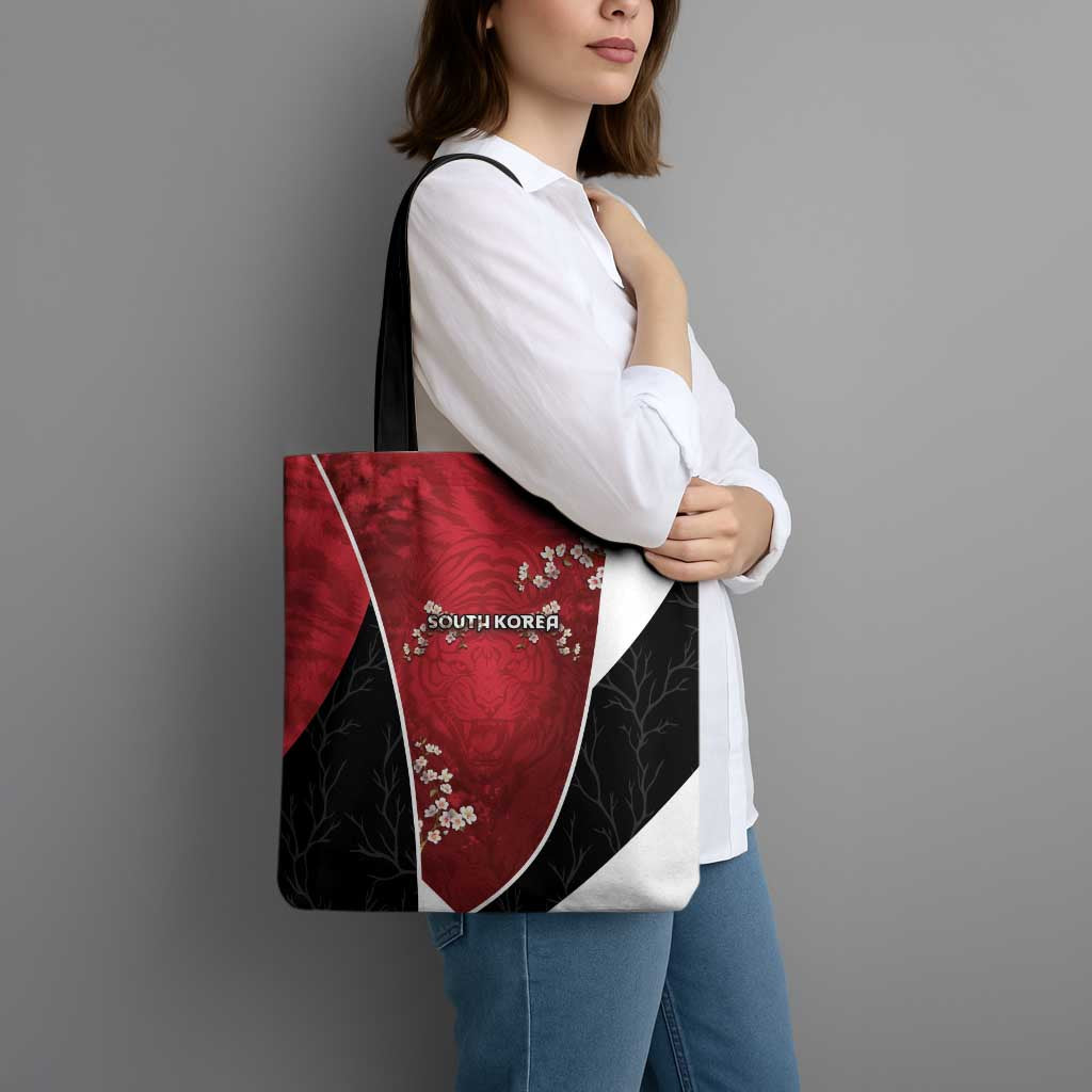 South Korea Football Tote Bag Tiger Mugunghwa Flower Minimal Style